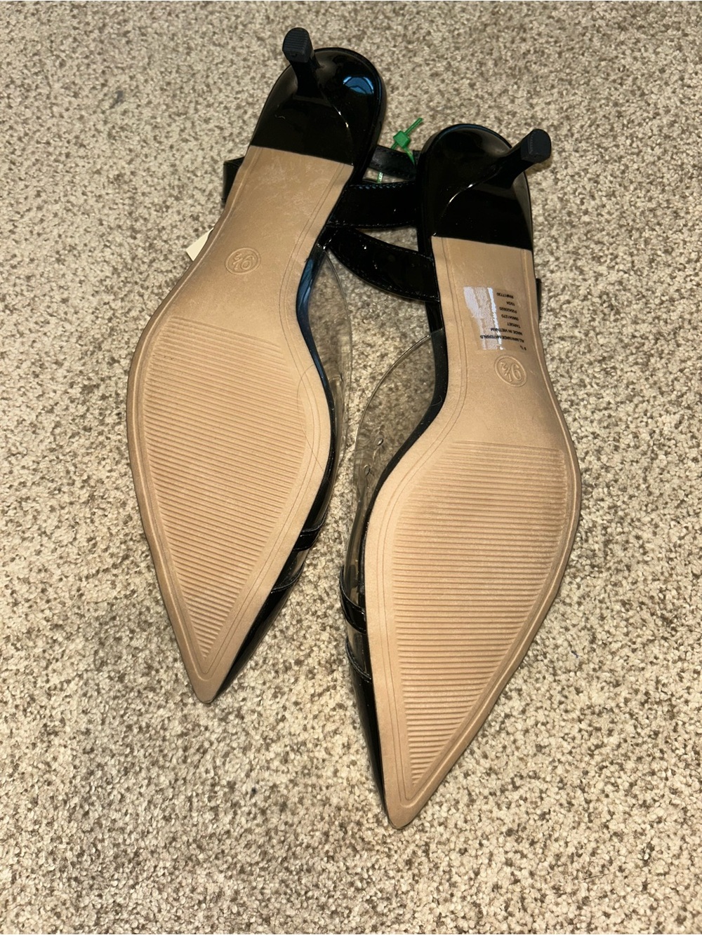 NWT a new day Black and Clear Pointed Heart Accent Slingback Flats Sz 9.5 - Picture 4 of 5